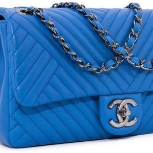 Authentic Chanel Chevron Quilted Flap Bag